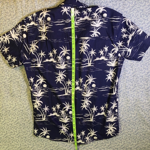 Eighth Avenue Blue & White Palm Print Cotton Button Down Shirt Men’s Size L - Picture 13 of 16